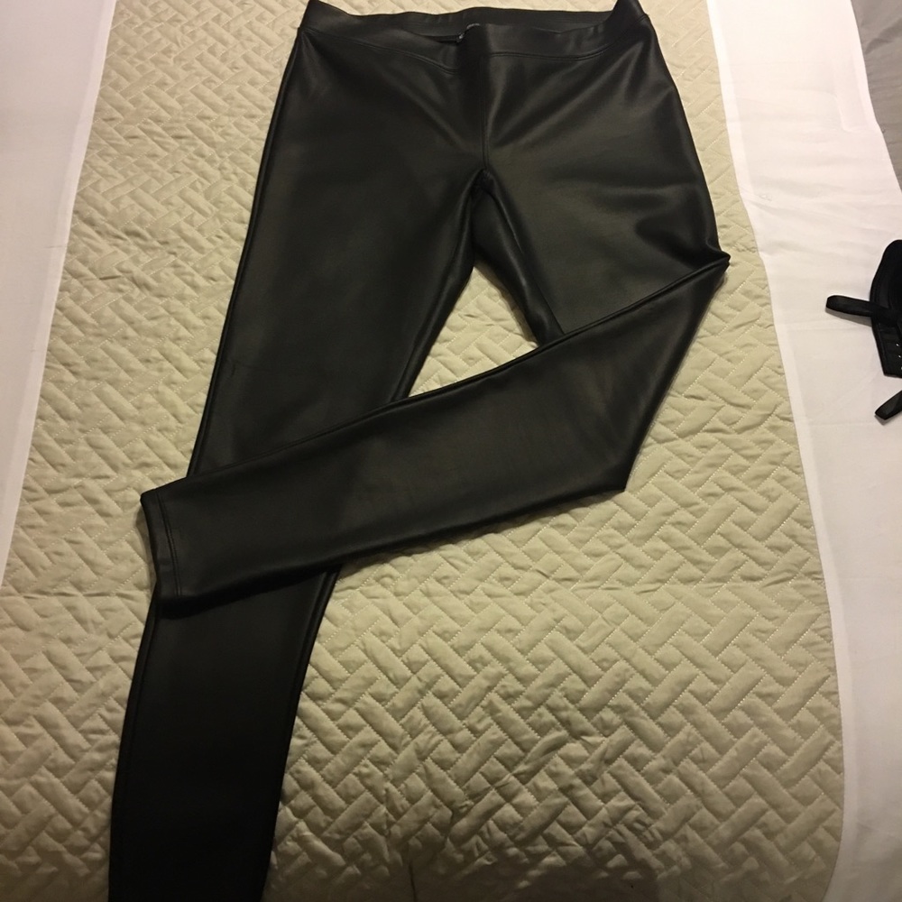 Black leather like leggings